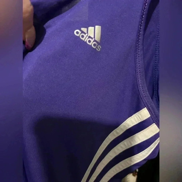 Purple and White Adidas Workout Tank Top - Picture 3 of 4